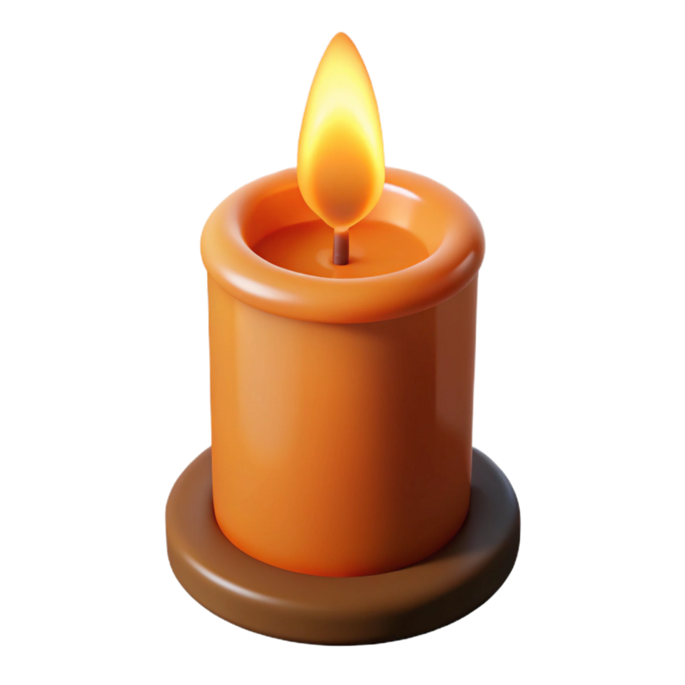 mysterious radiant A single, burning candle with a flickering flame. NO BACKGROUND with Transparent Background. elite png