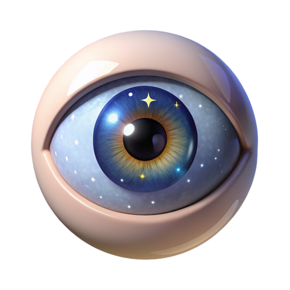 sumptuous celebrated A single, realistic human eye with a mystical, starry pupil. NO BACKGROUND with Transparent Background. png