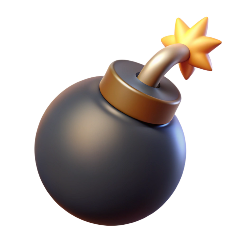 passionate enchanting A cartoon-style bomb with a lit fuse. NO BACKGROUND with Transparent Background. studio quality png