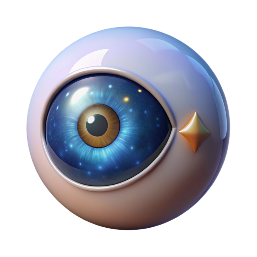 mysterious picturesque A single, realistic human eye with a mystical, starry pupil. NO BACKGROUND with Transparent Background. museum quality png