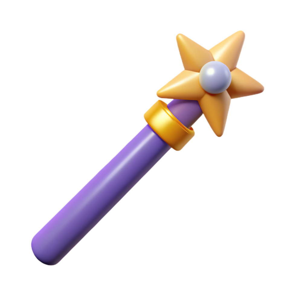 picturesque tranquil artistic A single, stylized magic wand with a sparkling tip. NO BACKGROUND with Transparent Background. refined png