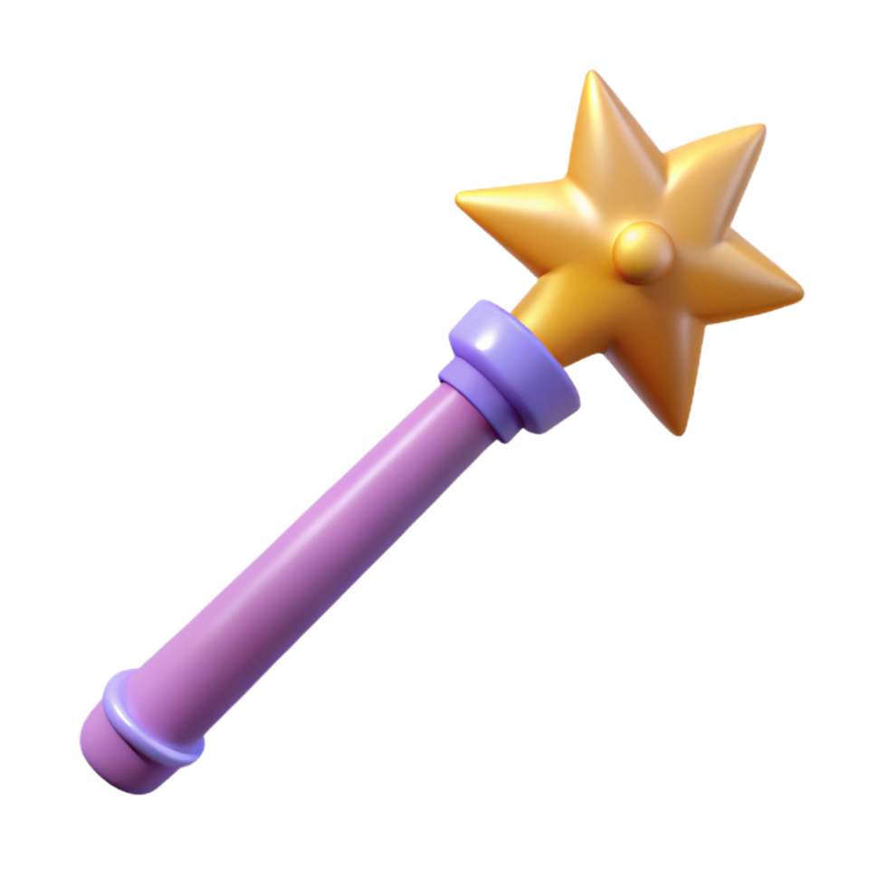 immaculate baroque A single, stylized magic wand with a sparkling tip. NO BACKGROUND with Transparent Background. 4K png