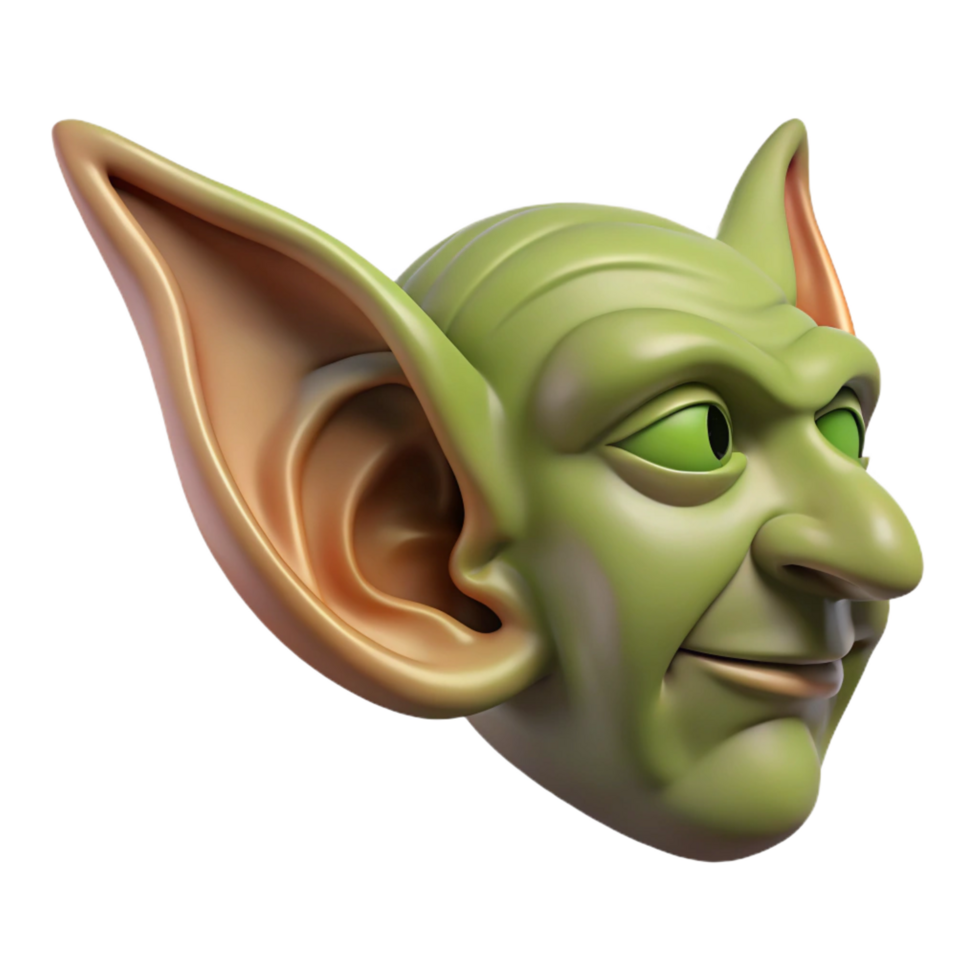 sought-after bohemian A single, detailed illustration of a goblin ear. NO BACKGROUND with Transparent Background. 4K png