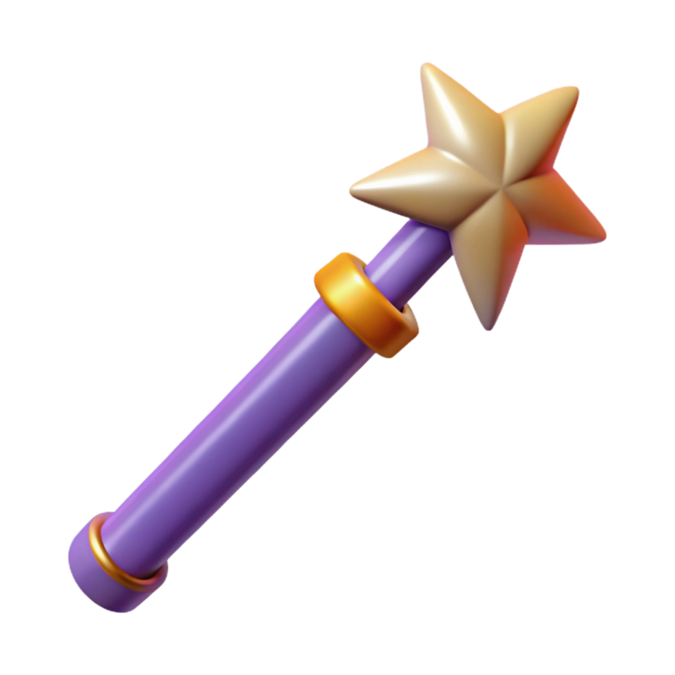 majestic gothic A single, stylized magic wand with a sparkling tip. NO BACKGROUND with Transparent Background. high resolution png