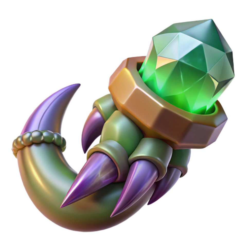 inspired surreal A detailed illustration of a dragon's claw holding a gem. NO BACKGROUND with Transparent Background. studio quality png