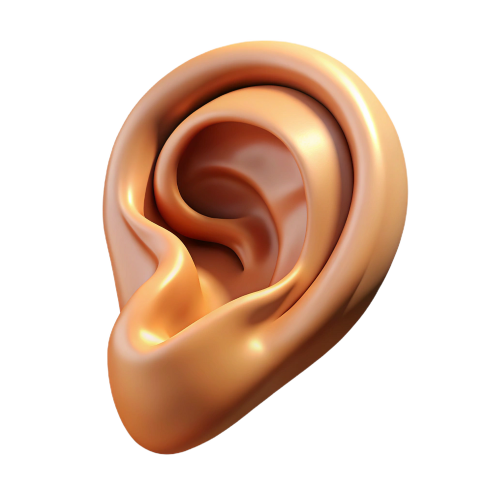 intense sumptuous A single, detailed illustration of a human ear with pointed tip. NO BACKGROUND with Transparent Background. professional png