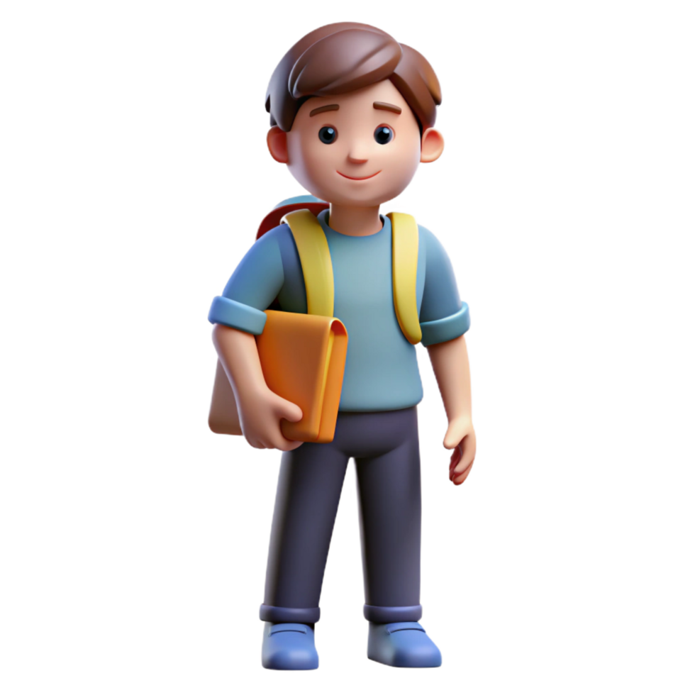 signature creative Student with backpack NO BACKGROUND with Transparent Background. genuine png