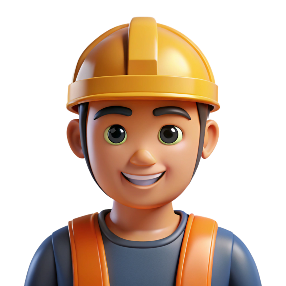 vibrant industrial Construction worker in hardhat NO BACKGROUND with Transparent Background. studio quality png