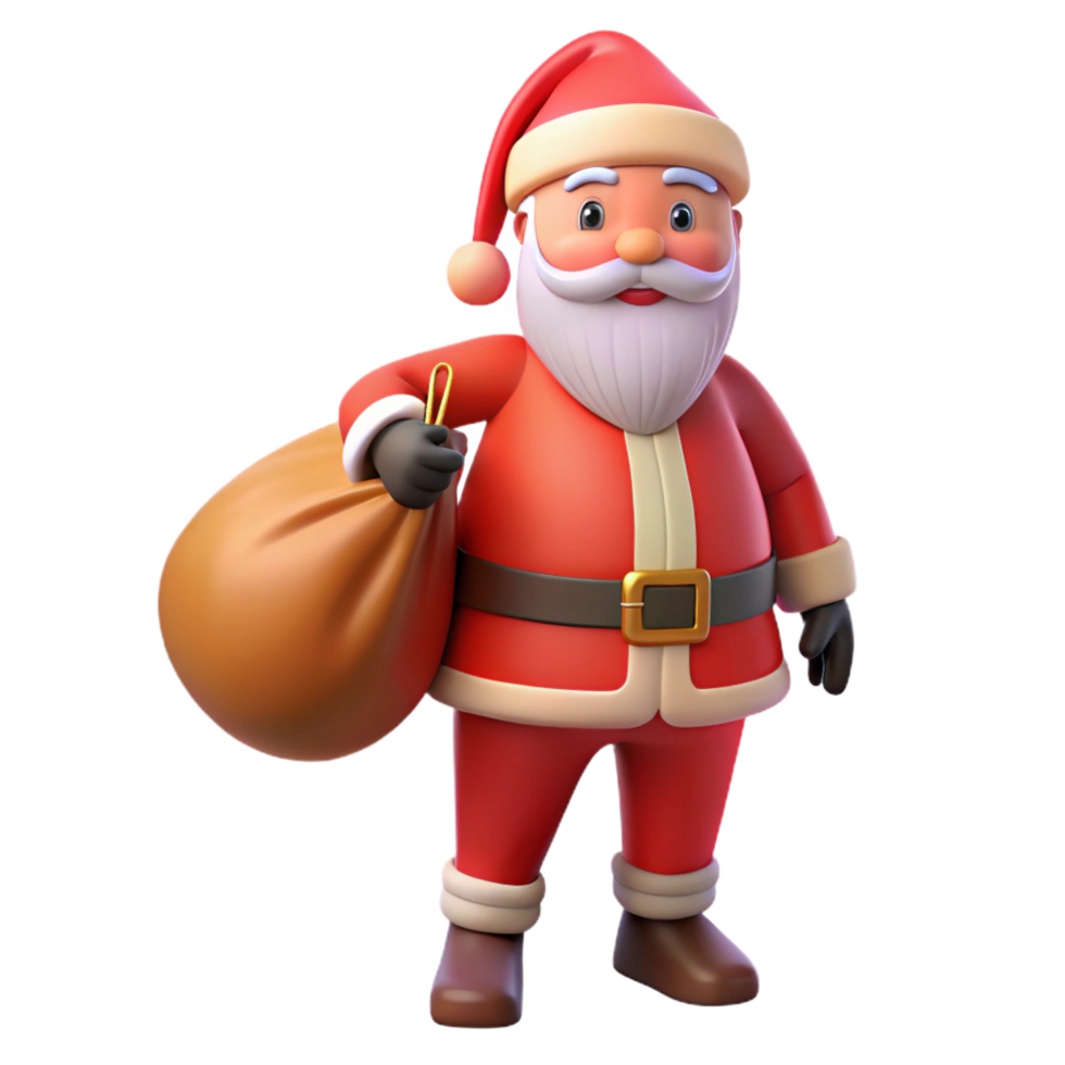 radiant nordic Santa Claus holding a sack of gifts NO BACKGROUND with Transparent Background. artisan png