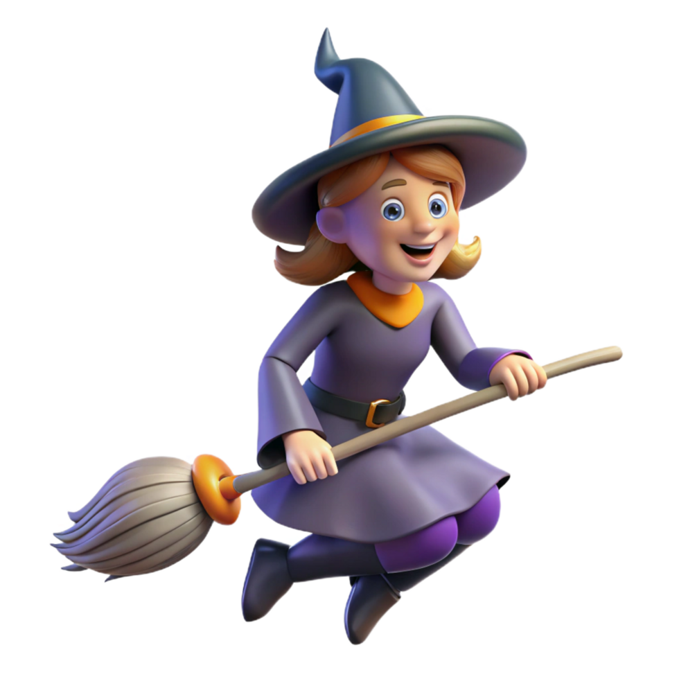 sought-after industrial Witch riding a broomstick NO BACKGROUND with Transparent Background. artisan png