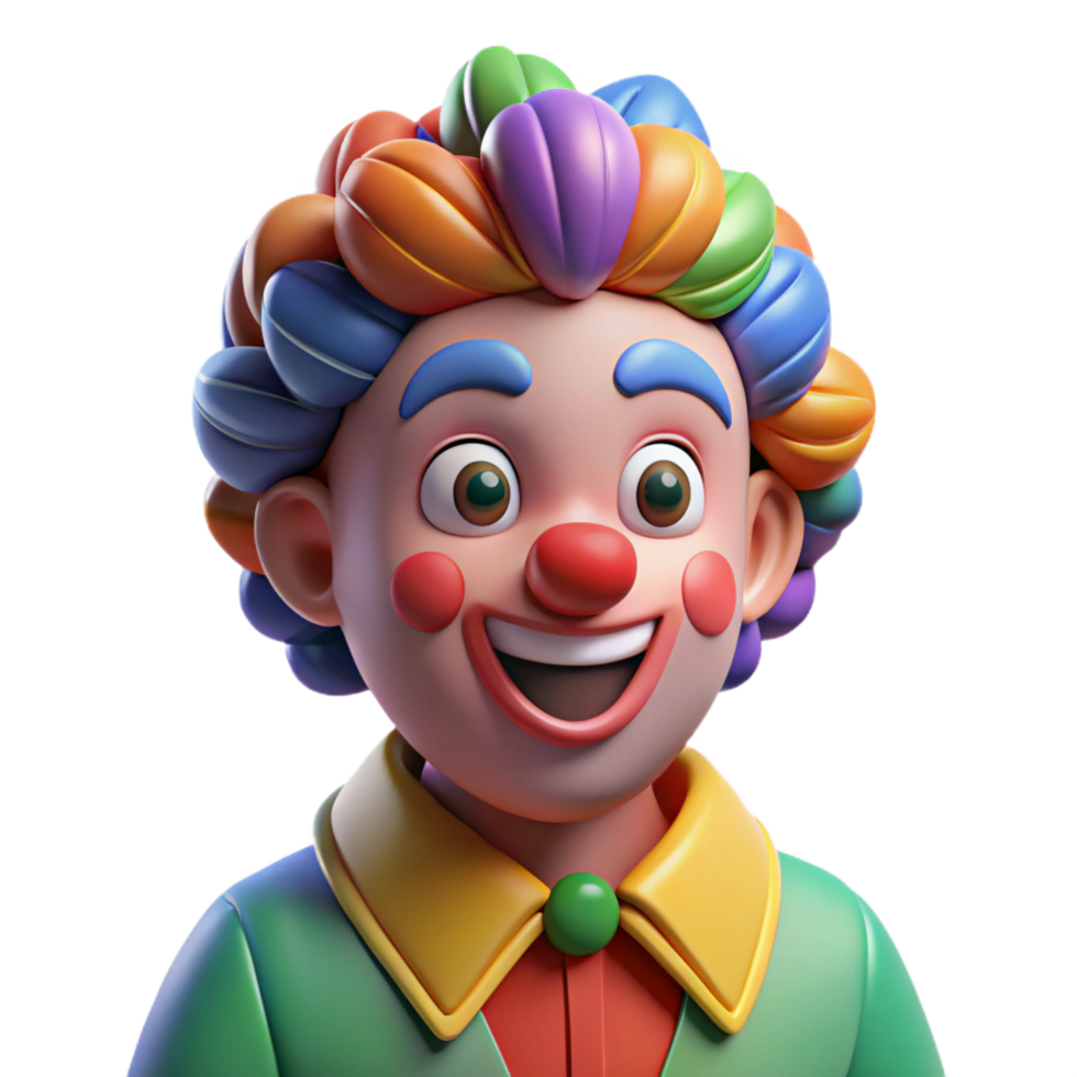 pristine renaissance Clown with colorful makeup NO BACKGROUND with Transparent Background. crisp png