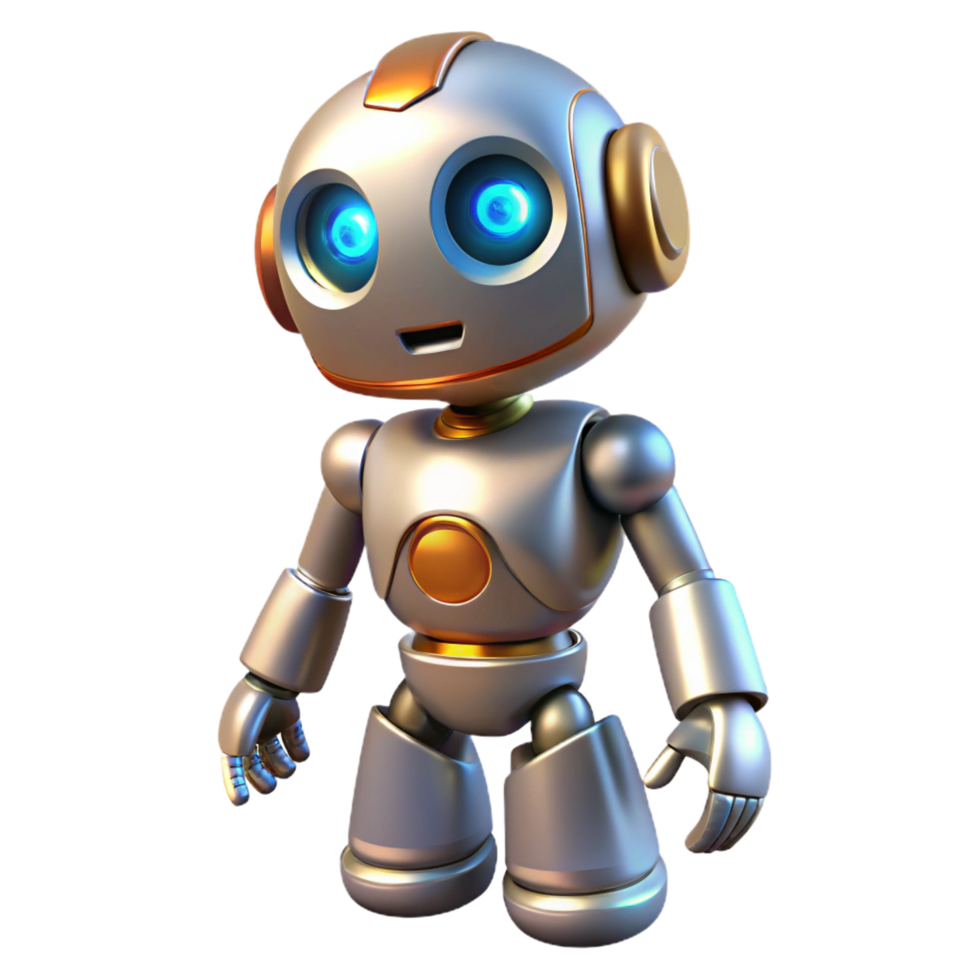 mesmerizing creative Robot with glowing eyes NO BACKGROUND with Transparent Background. ultra HD png