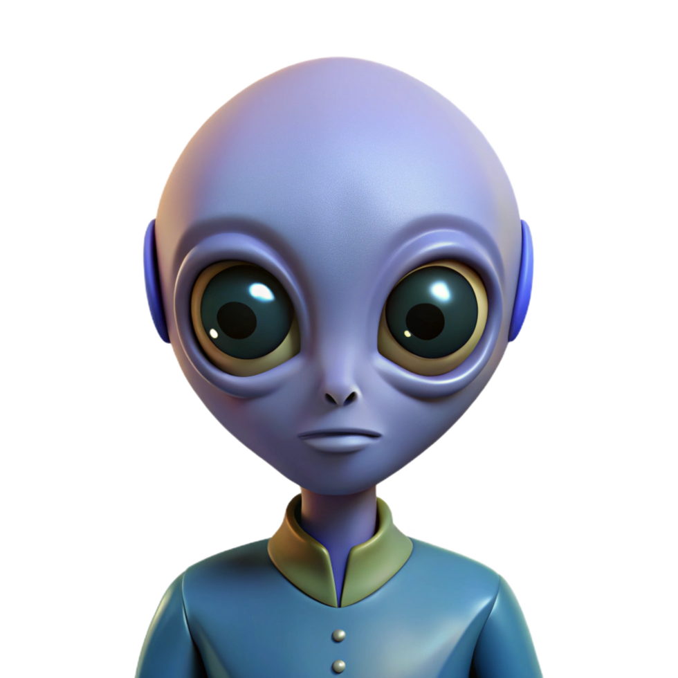 timeless minimalist Alien with large head NO BACKGROUND with Transparent Background. 4K png