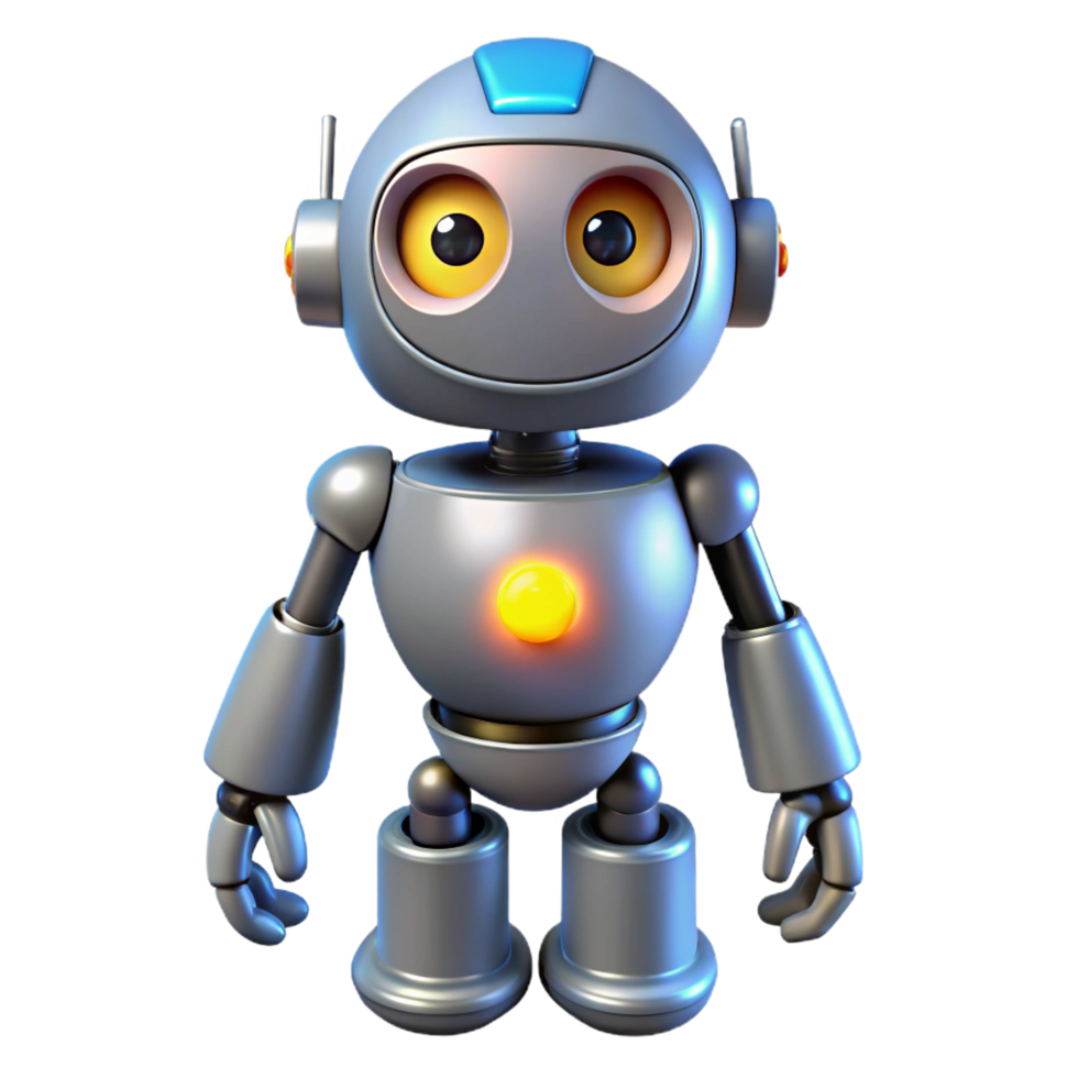 stunning intense geometric Robot with glowing eyes NO BACKGROUND with Transparent Background. flawless png