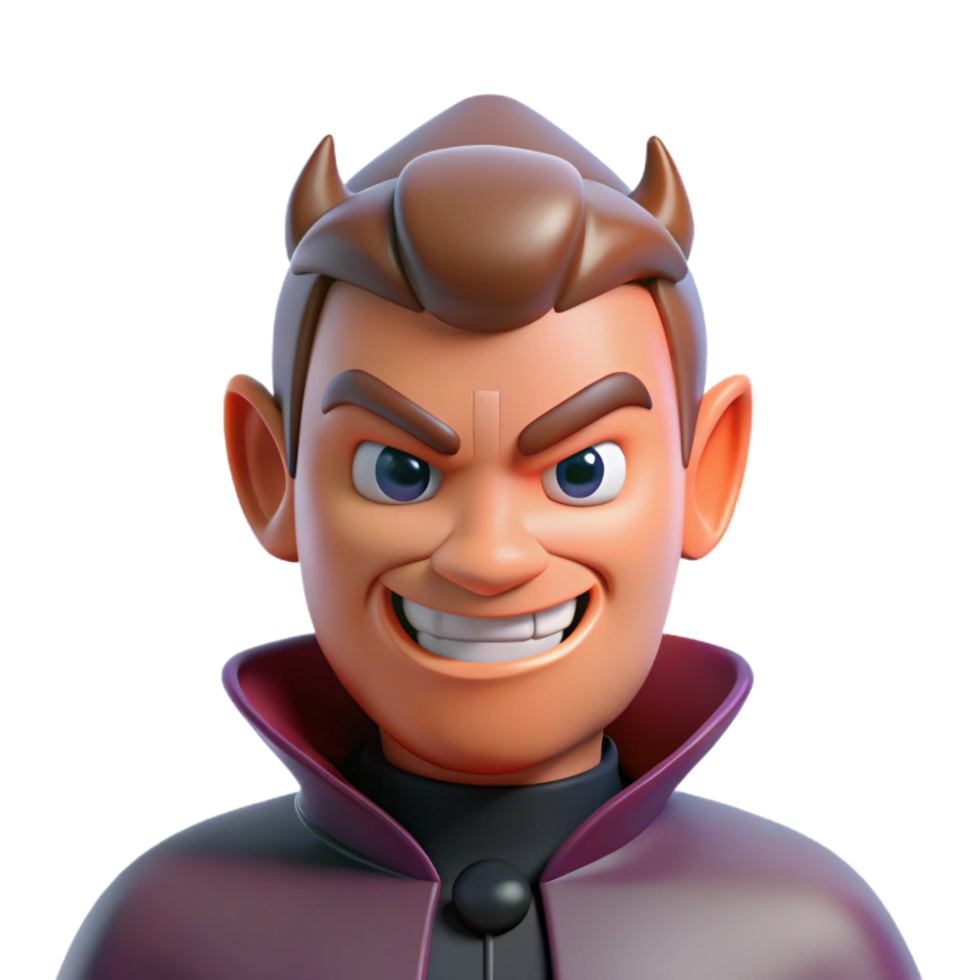 fascinating memorable Villain with an evil grin NO BACKGROUND with Transparent Background. png