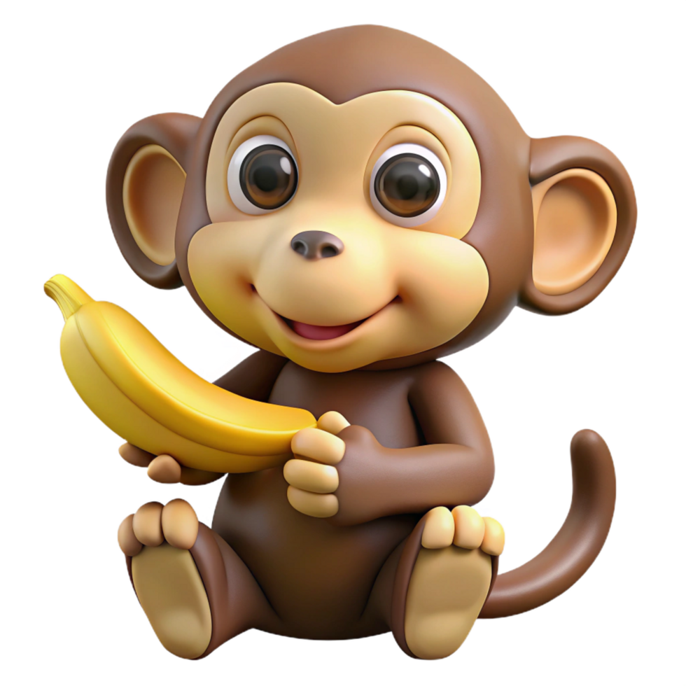 stunning renaissance Monkey eating a banana NO BACKGROUND with Transparent Background. high resolution png