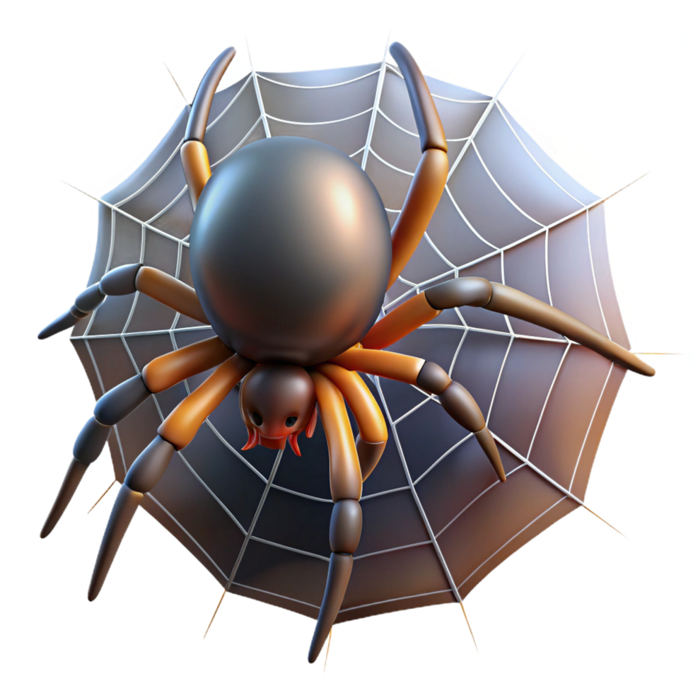 harmonious immaculate Spider spinning a web web cropped out NO BACKGROUND with Transparent Background. crisp png
