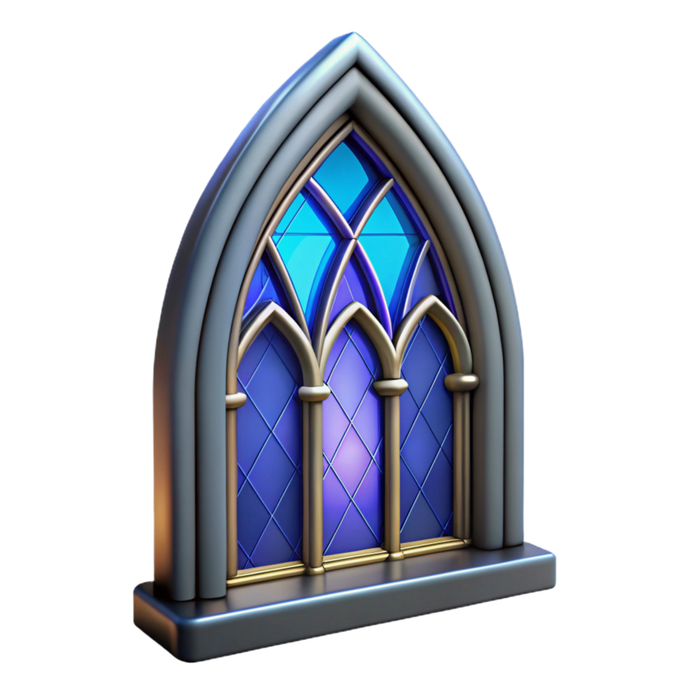 immaculate classic Gothic cathedral stained glass window, NO BACKGROUND with Transparent Background. top-tier png