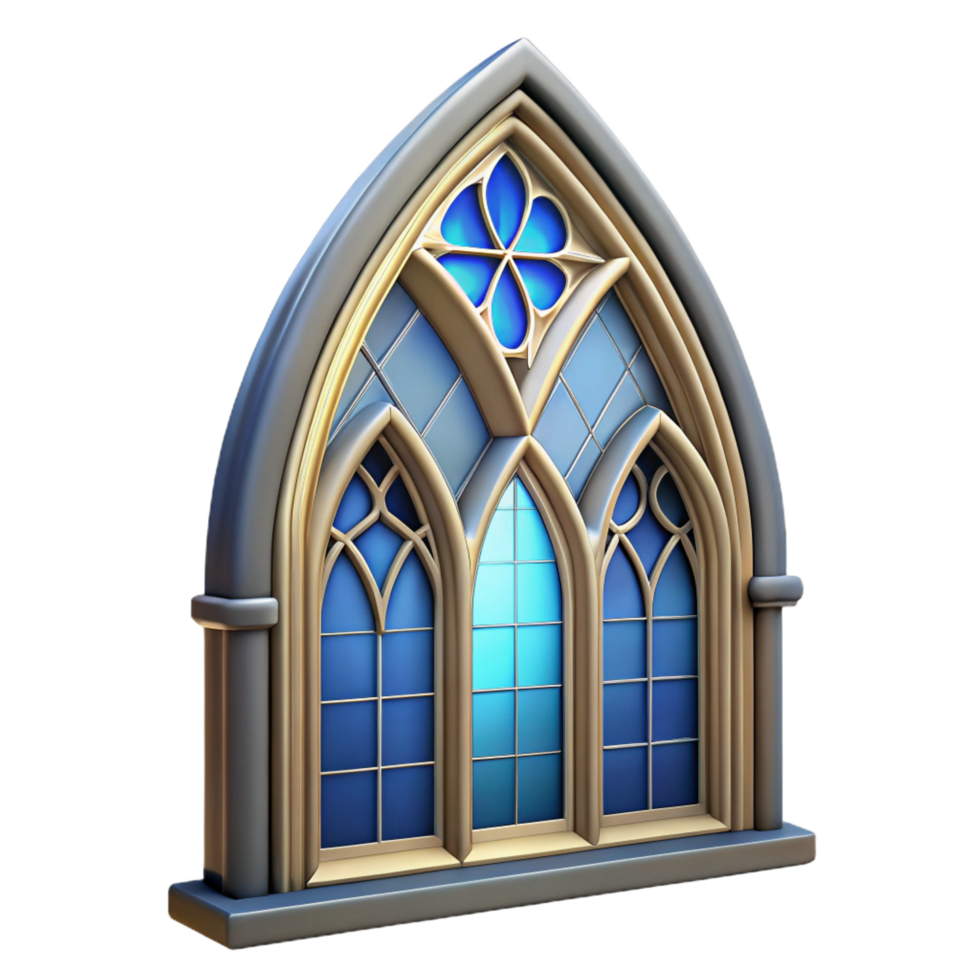 passionate striking Gothic cathedral stained glass window, NO BACKGROUND with Transparent Background. museum quality png