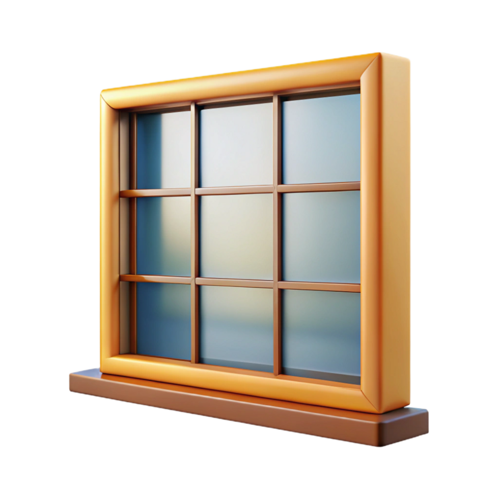 unparalleled elegant Mid-century modern window frame, NO BACKGROUND with Transparent Background. high resolution png