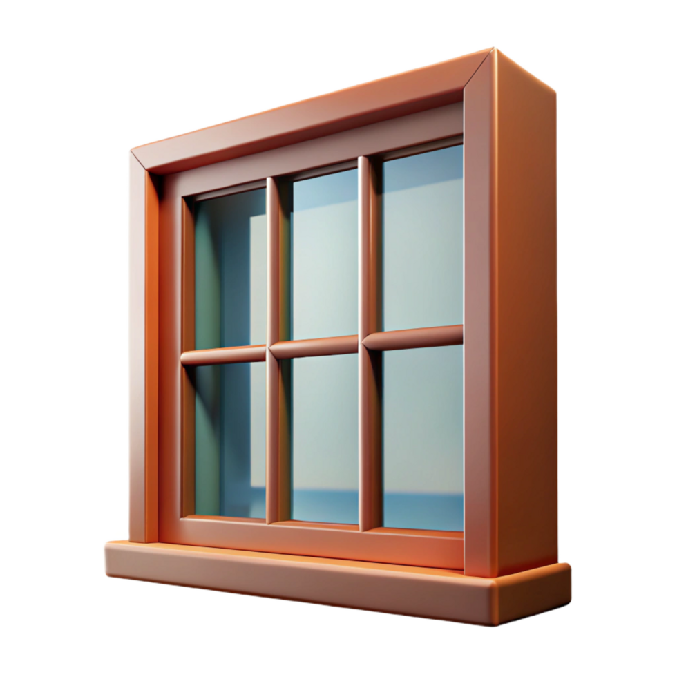 nostalgic breathtaking Mid-century modern window frame, NO BACKGROUND with Transparent Background. professional png