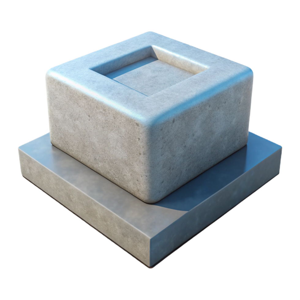 radiant rustic Concrete foundation block, NO BACKGROUND with Transparent Background. expertly shot png