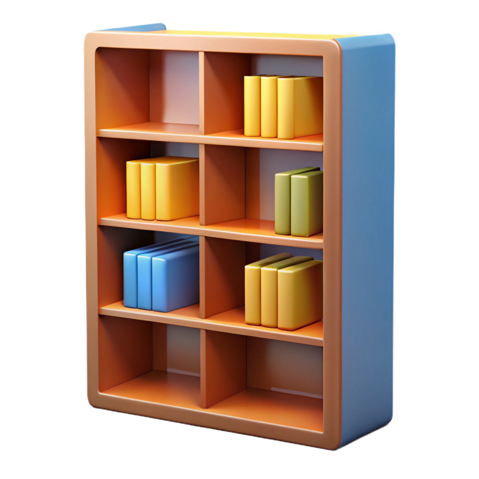 serene bold impressionist Bookshelf, NO BACKGROUND with Transparent Background. genuine png
