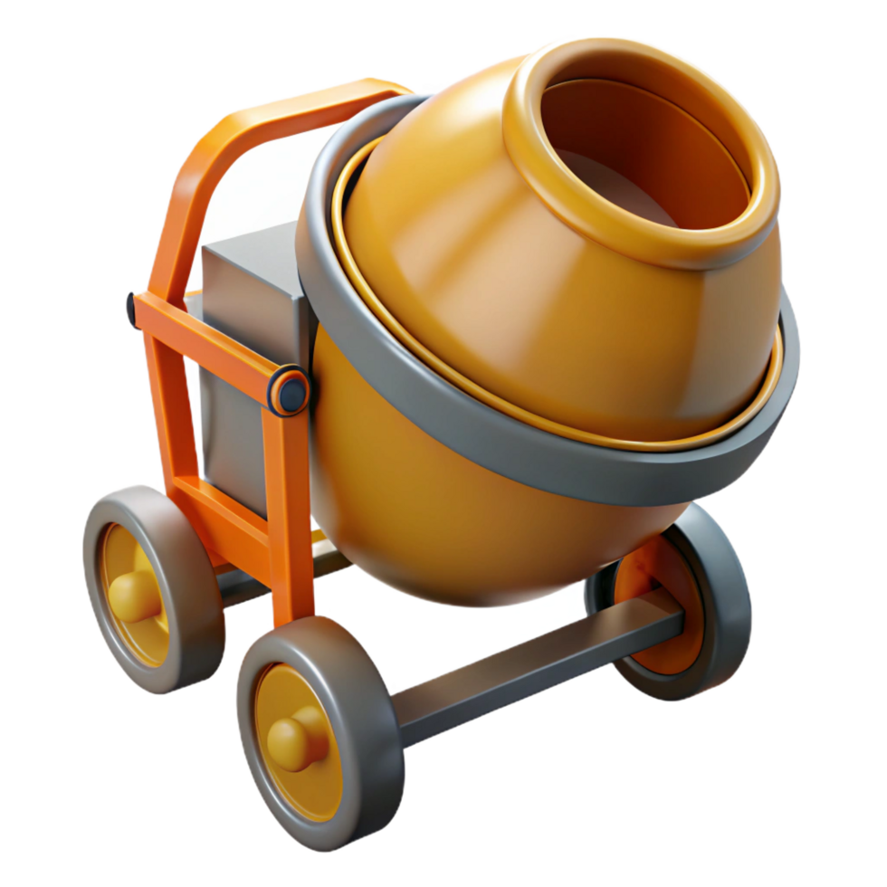 romantic striking Concrete mixer drum, NO BACKGROUND with Transparent Background. fine detail png