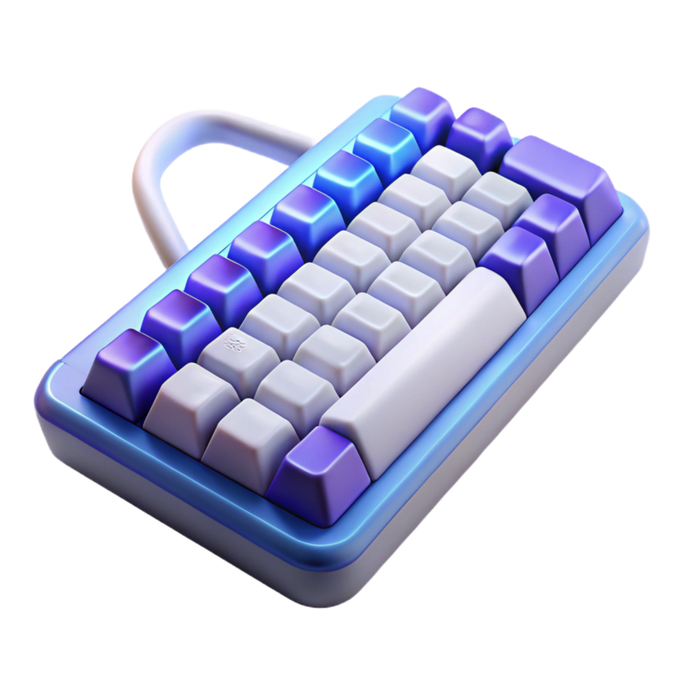 vibrant futuristic Mechanical keyboard gaming customizable keys NO BACKGROUND with Transparent Background. genuine png