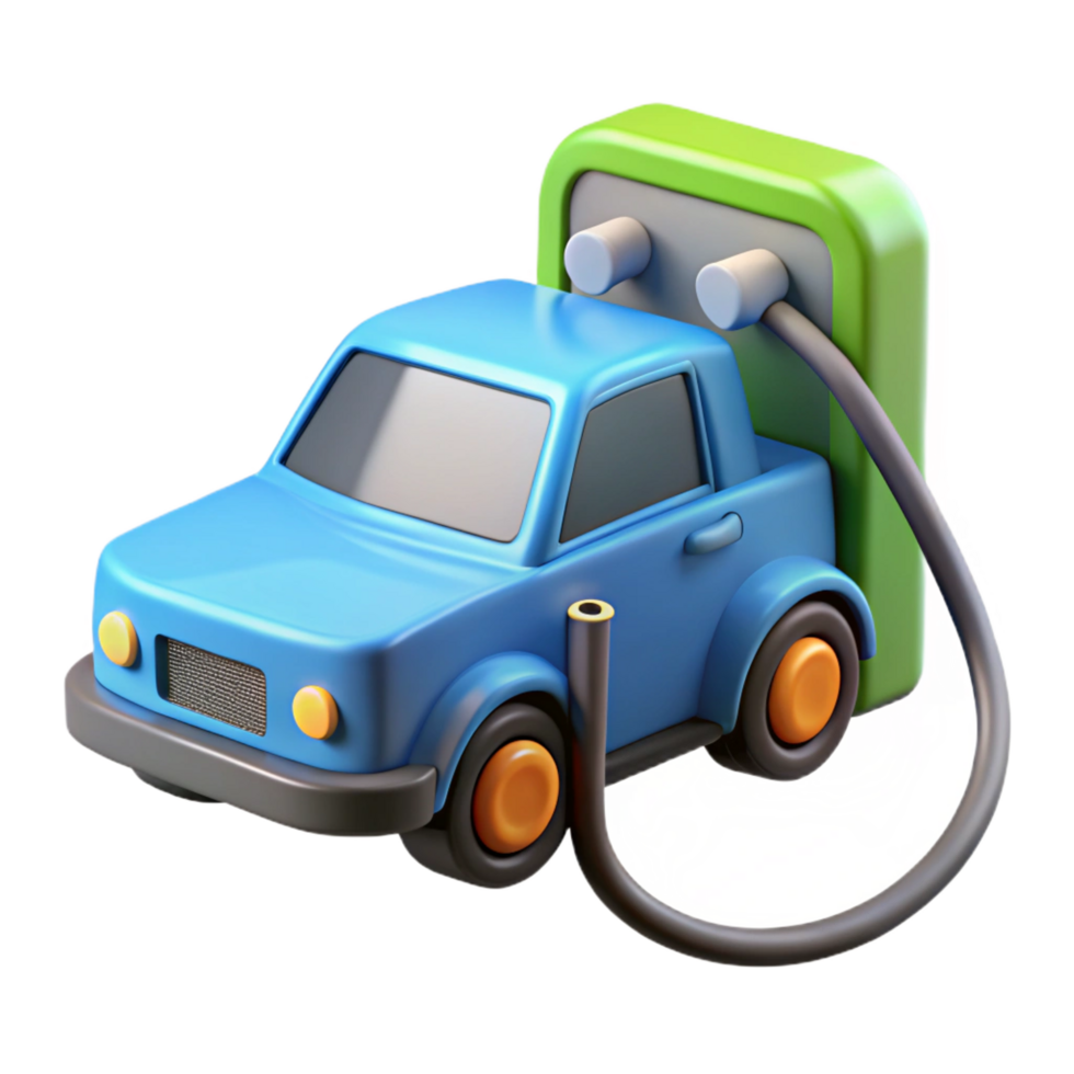 impressive impressionist Electric car charging station plug-in hybrid NO BACKGROUND with Transparent Background. refined png