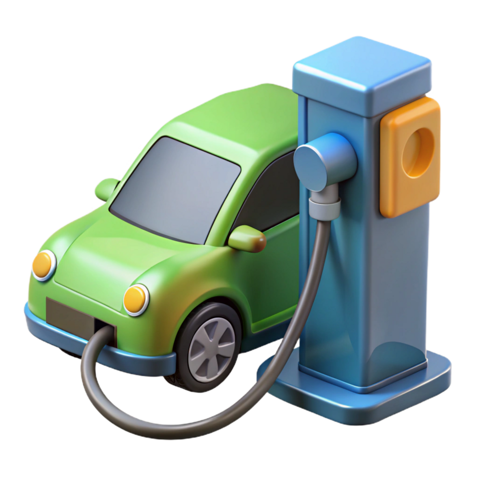 striking modern Electric car charging station plug-in hybrid NO BACKGROUND with Transparent Background. high resolution png