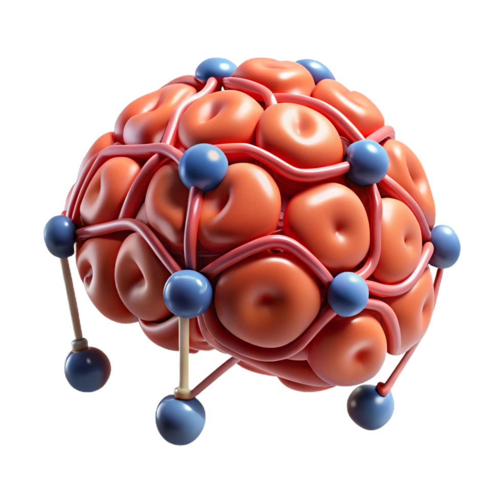 glorious harmonious futuristic Artificial intelligence AI brain neural network NO BACKGROUND with Transparent Background. 4K png