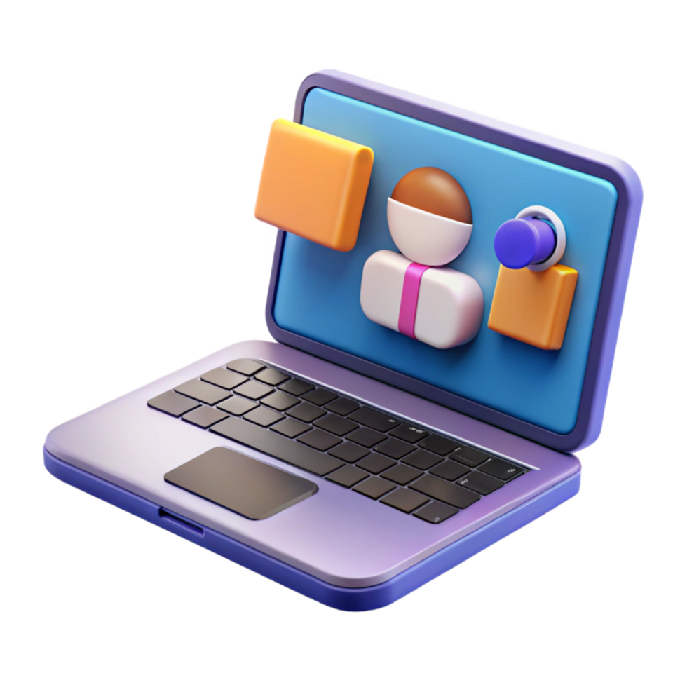 mesmerizing vintage Laptop with conferencing software open NO BACKGROUND with Transparent Background. fine detail png
