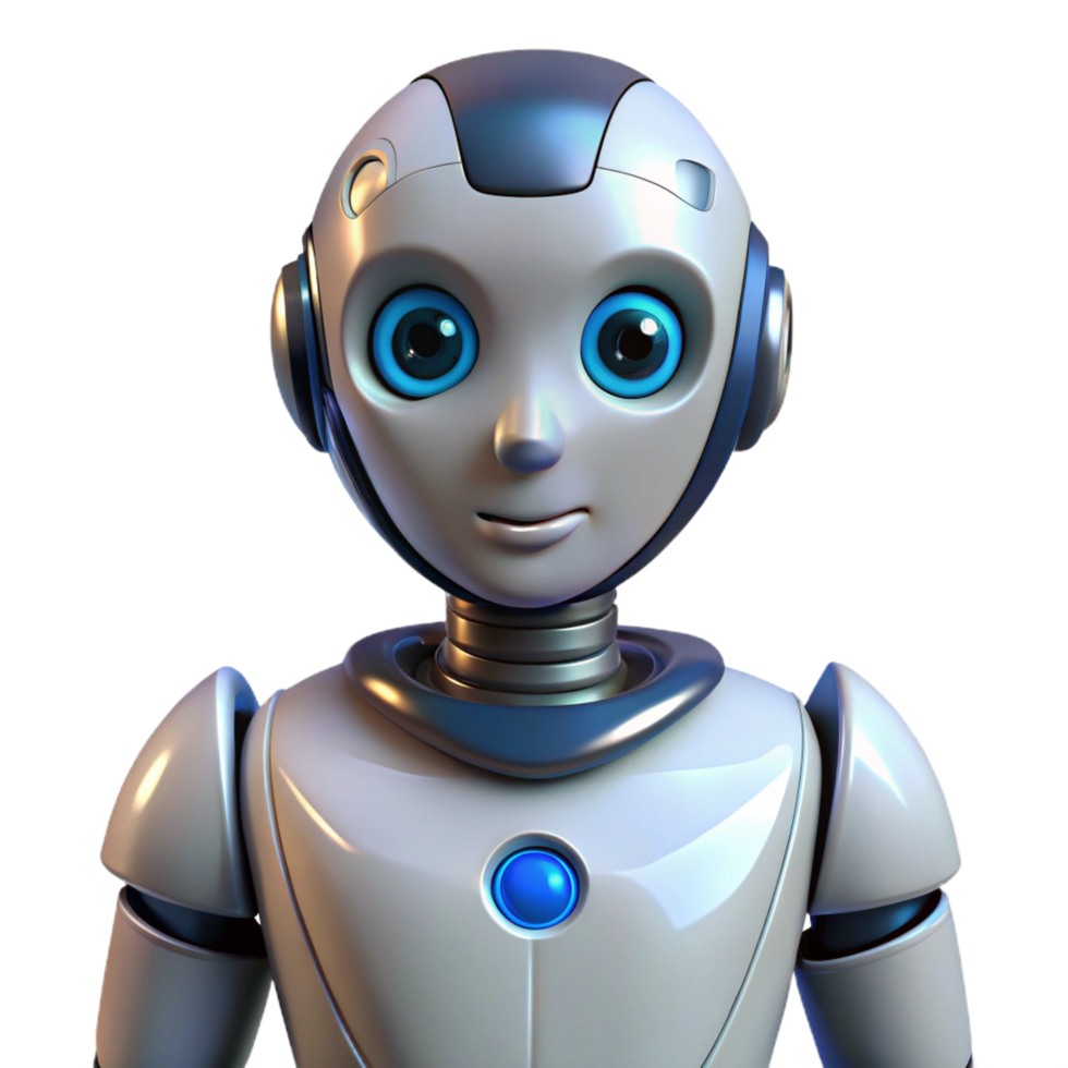 pristine rustic Robot humanoid artificial intelligence assistant NO BACKGROUND with Transparent Background. precision png