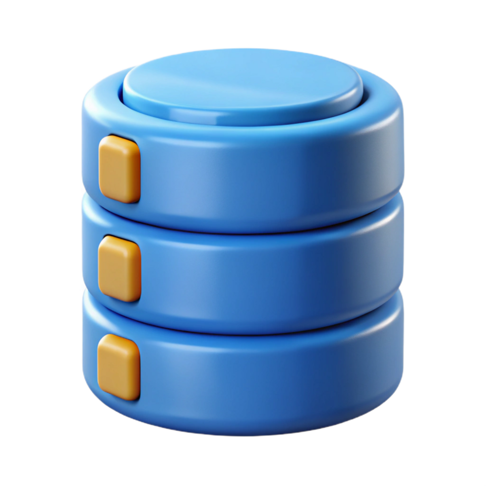 playful fascinating Database icon data storage information management NO BACKGROUND with Transparent Background. flawless png