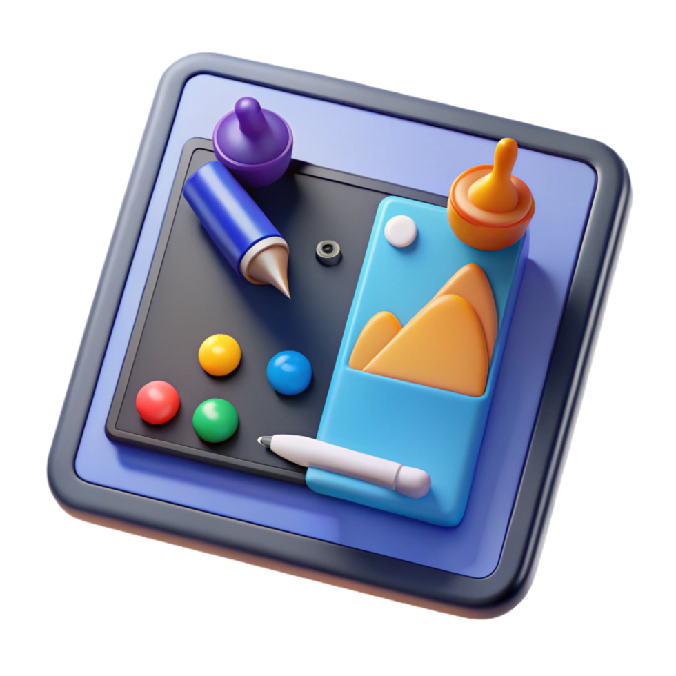 memorable retro Tablet displaying digital art creation software NO BACKGROUND with Transparent Background. elite png