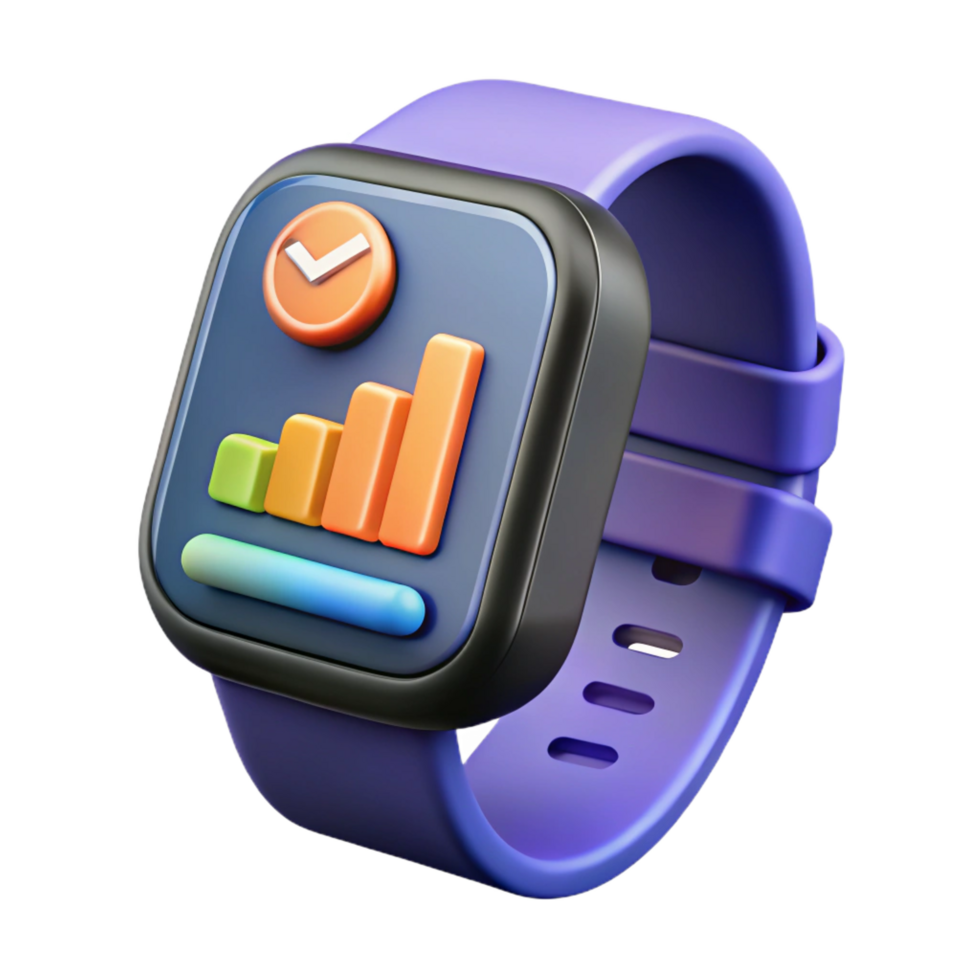 playful impressive Smartwatch displaying sleep tracking data analysis NO BACKGROUND with Transparent Background. sharp png