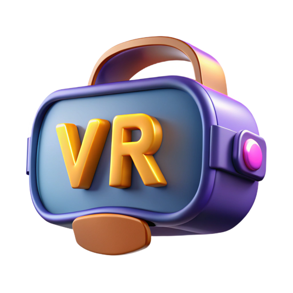 playful vibrant VR headset user interface virtual reality experience NO BACKGROUND with Transparent Background. high quality png