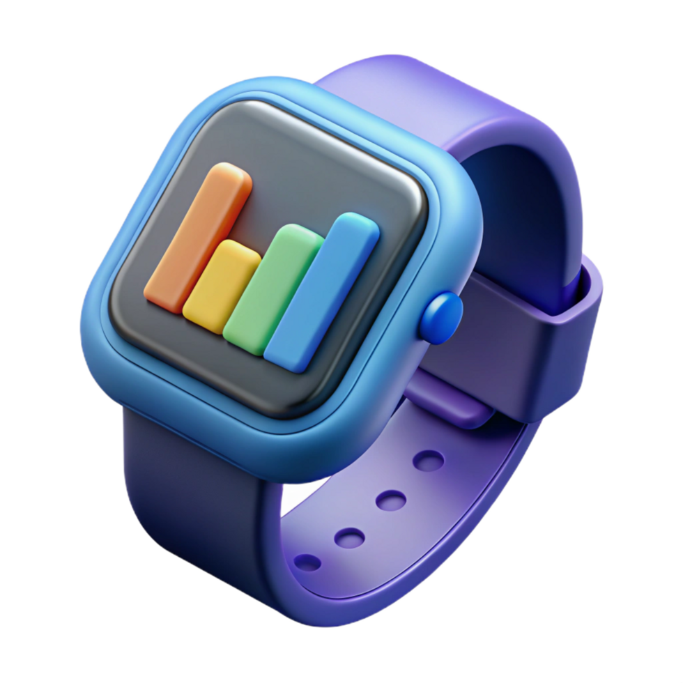 vibrant baroque Smartwatch displaying sleep tracking data analysis NO BACKGROUND with Transparent Background. fine detail png