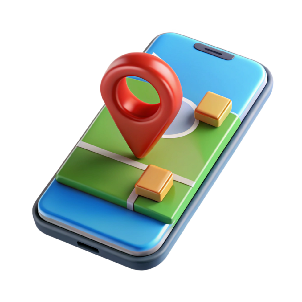 glorious bold artistic Smartphone with navigation app map displayed NO BACKGROUND with Transparent Background. precision png