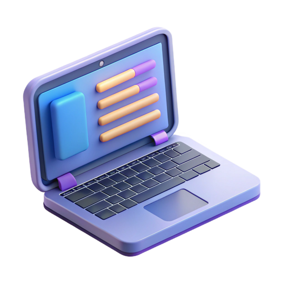 deslumbrante romântico orgânico computador portátil com codificação Programas aberto programação língua não fundo com transparente fundo. habilmente tiro png