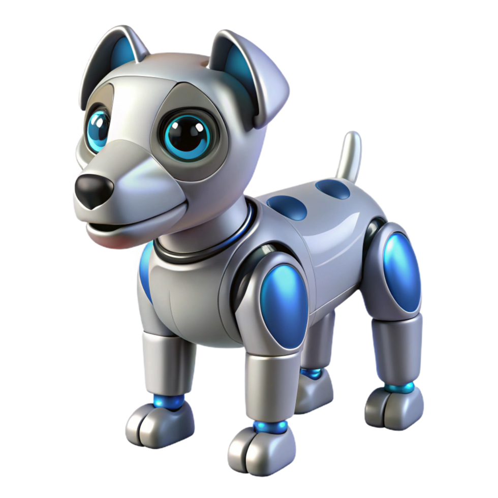 tranquil elegant Robot dog artificial intelligence pet companion NO BACKGROUND with Transparent Background. fine detail png