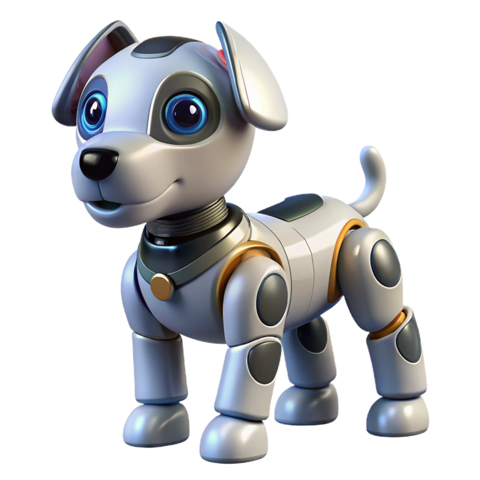 spectacular contemporary Robot dog artificial intelligence pet companion NO BACKGROUND with Transparent Background. 8K png