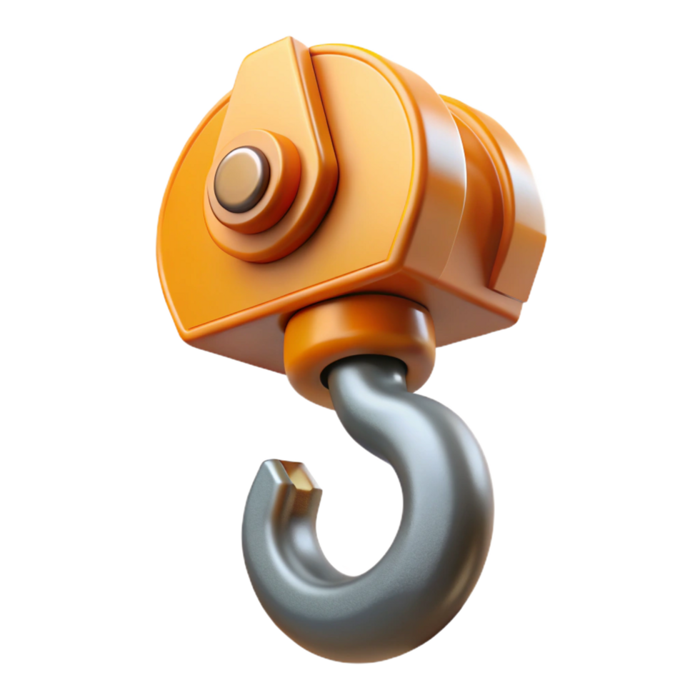 pristine dreamy art deco Construction crane hook, NO BACKGROUND with Transparent Background. precision png