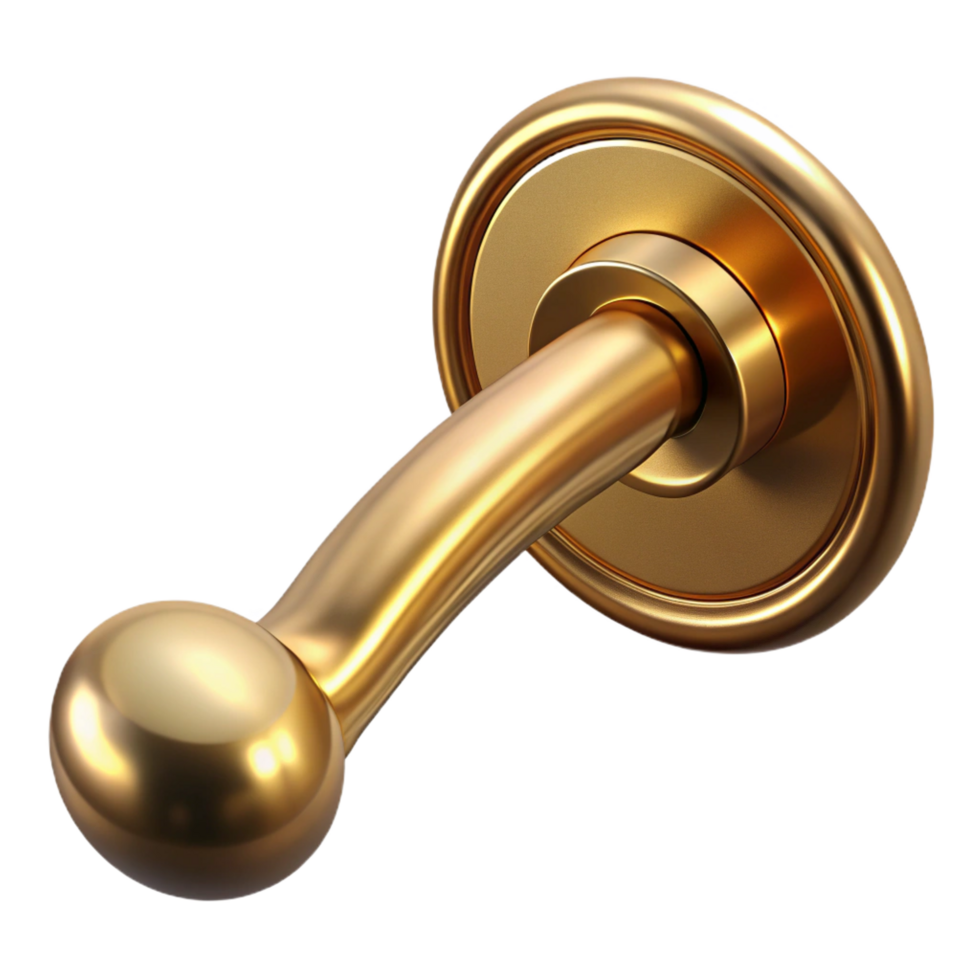 immaculate celebrated Door handle, brass, NO BACKGROUND with Transparent Background. png