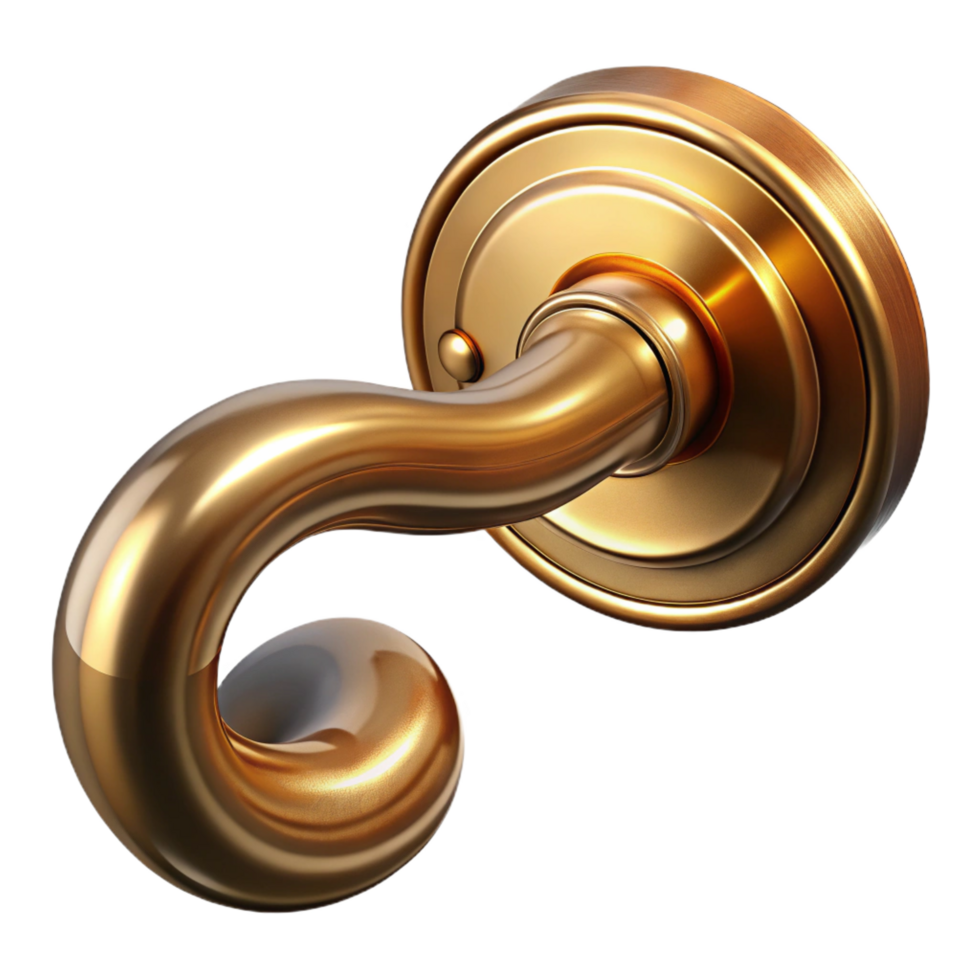 memorable minimalist Door handle, brass, NO BACKGROUND with Transparent Background. handcrafted png
