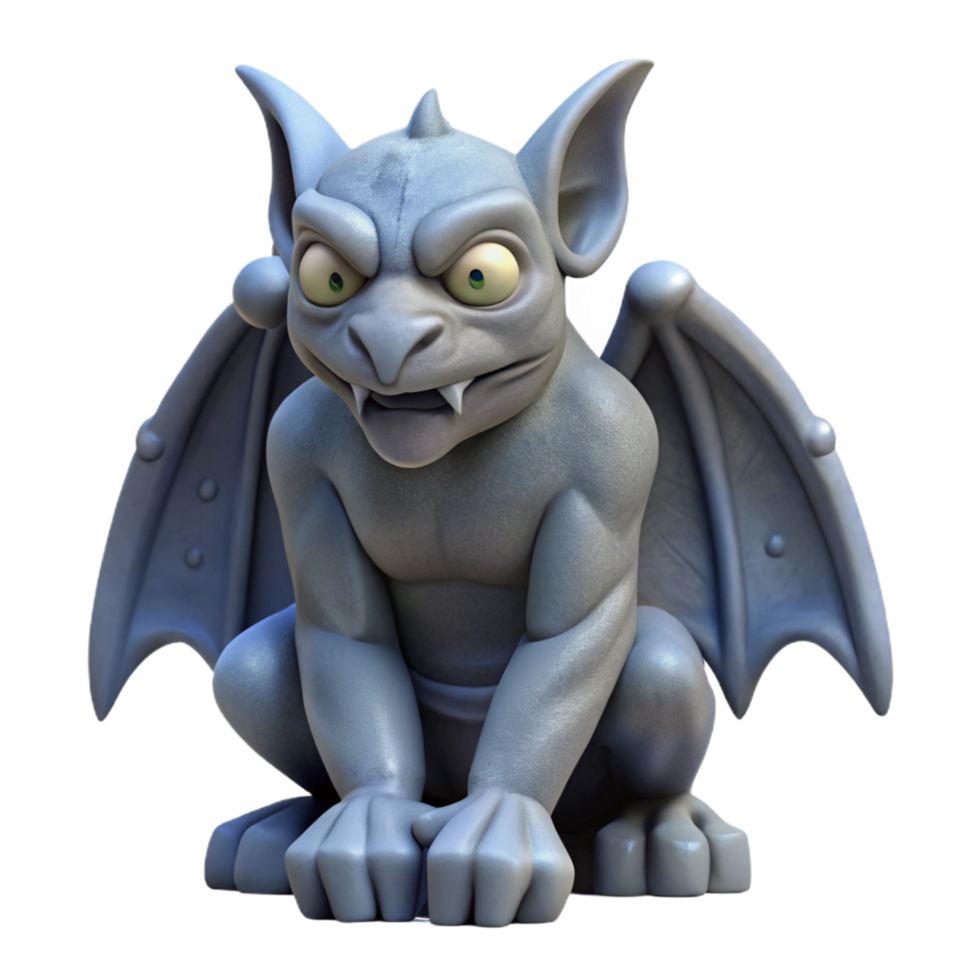 intense captivating Gargoyle, stone, NO BACKGROUND with Transparent Background. masterfully captured png