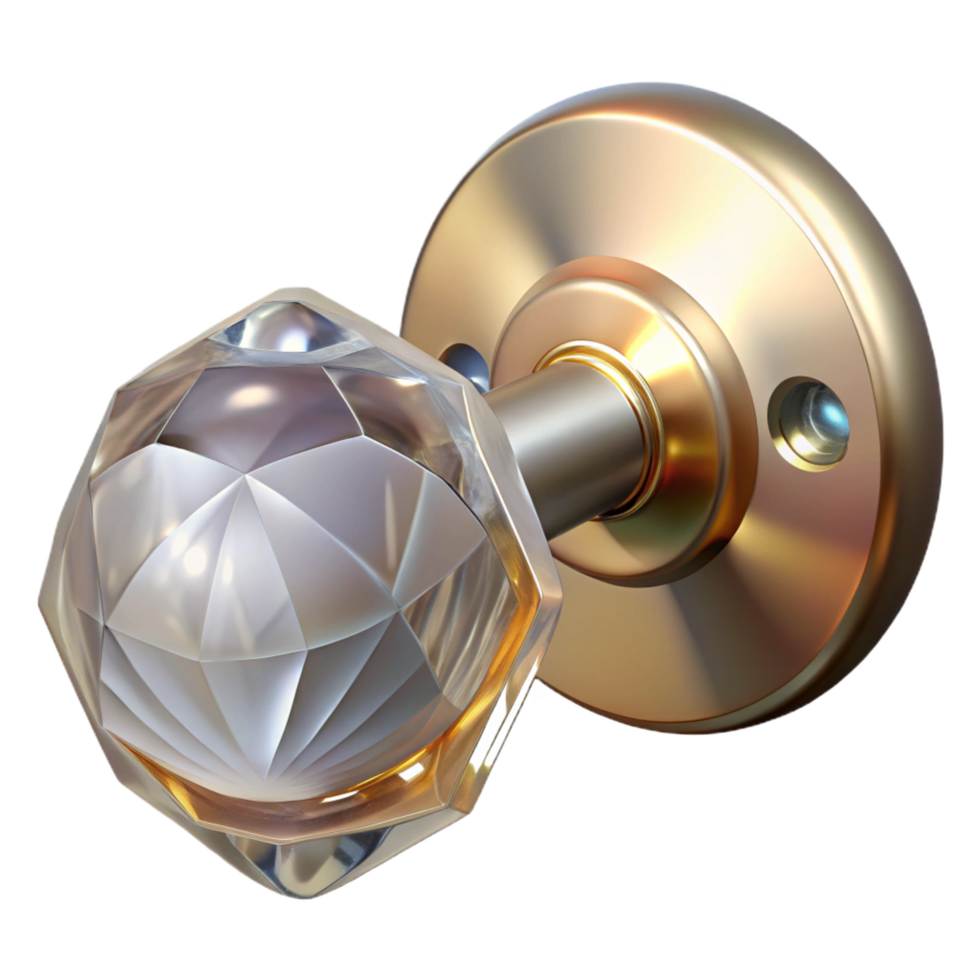 serene bold vintage Doorknob, crystal, NO BACKGROUND with Transparent Background. premium png