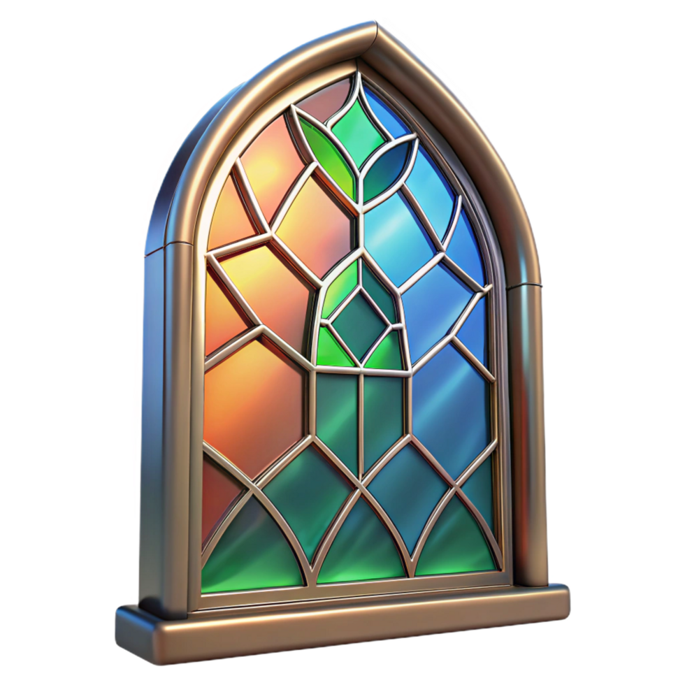 striking unforgettable Stained glass window, abstract design, NO BACKGROUND with Transparent Background. png
