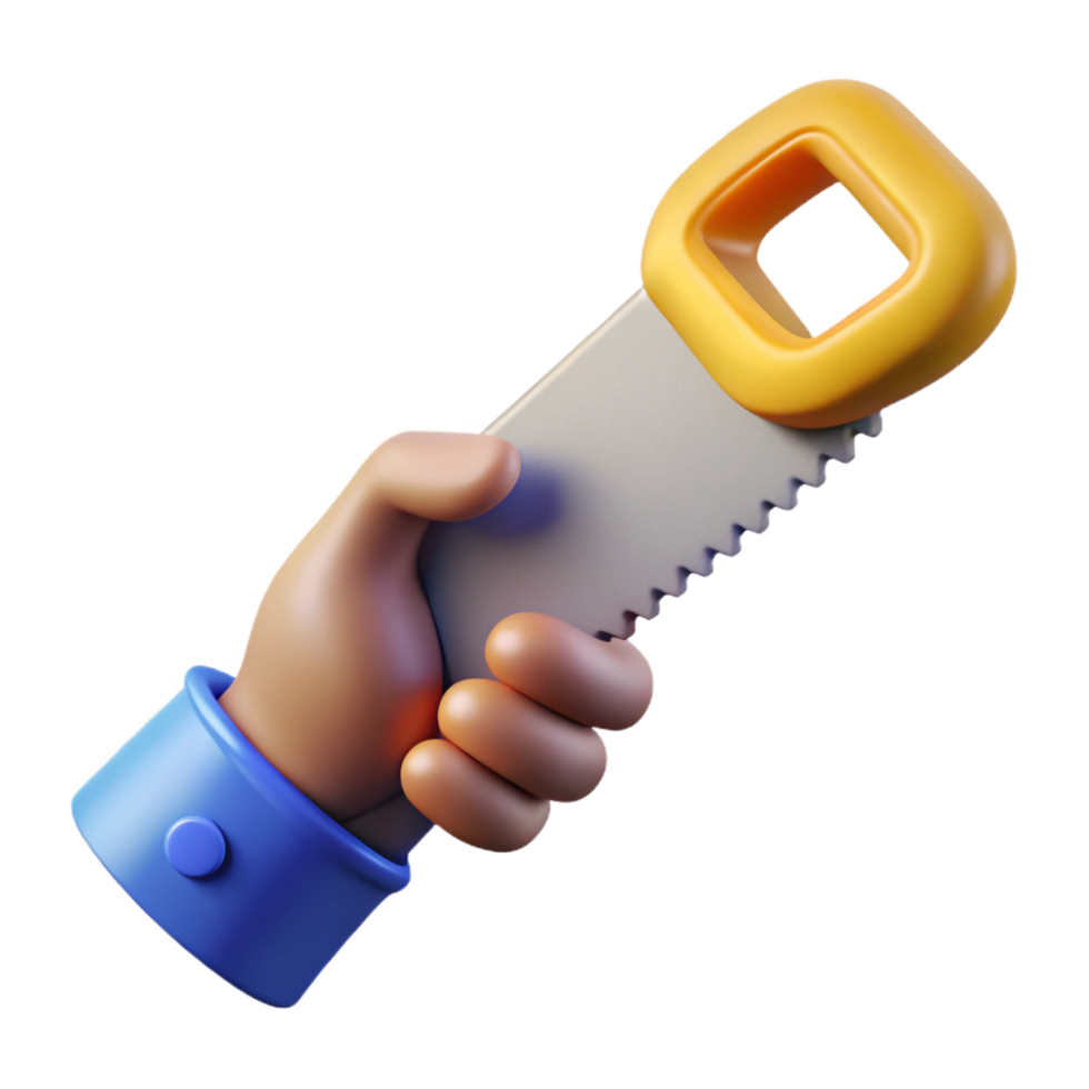 wonderful impressionist Saw, hand, NO BACKGROUND with Transparent Background. studio quality png